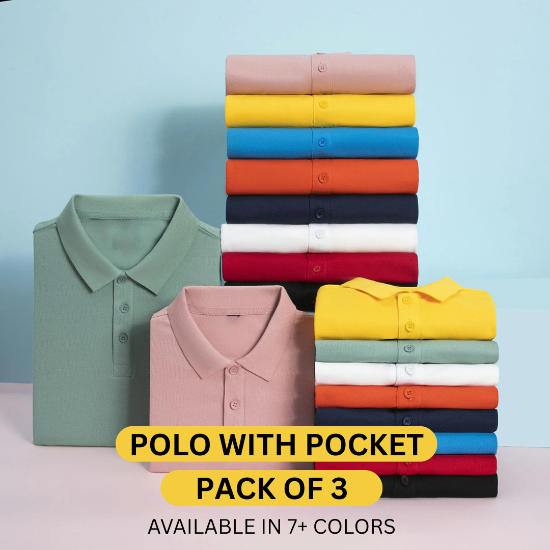 Pack of 3 Collar T-Shirt With Pocket