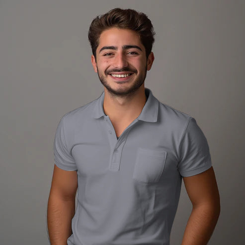 Grey Collar T-Shirt With Pocket