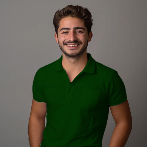 Green Collar T-Shirt With Pocket