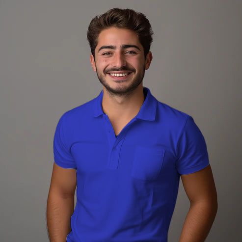 Royal Blue Collar T-Shirt With Pocket