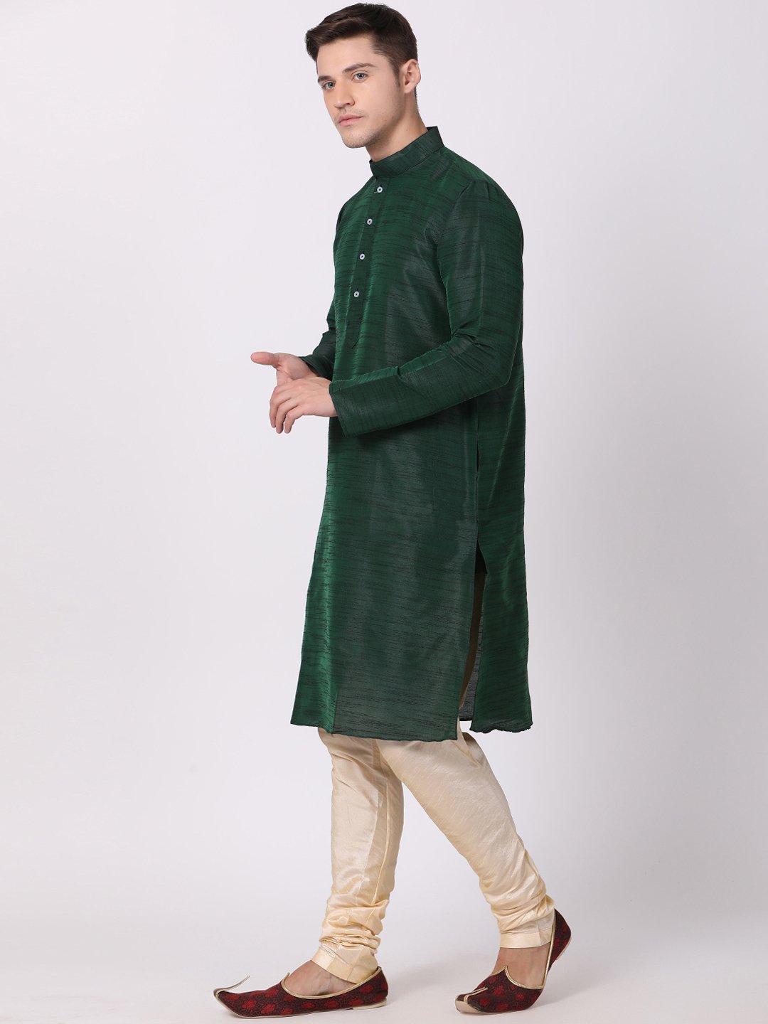 Dark Green Straight Kurta Pajama for Men