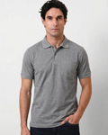 Grey Collar T-Shirt With Pocket