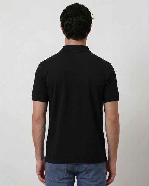 Black Collar T-Shirt With Pocket