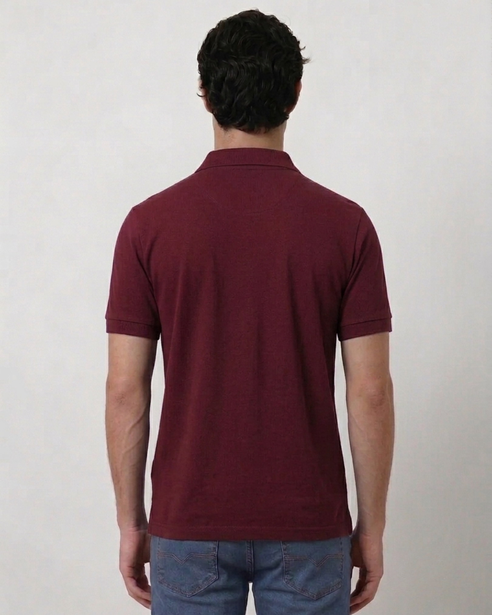 Maroon  Collar T-Shirt With Pocket