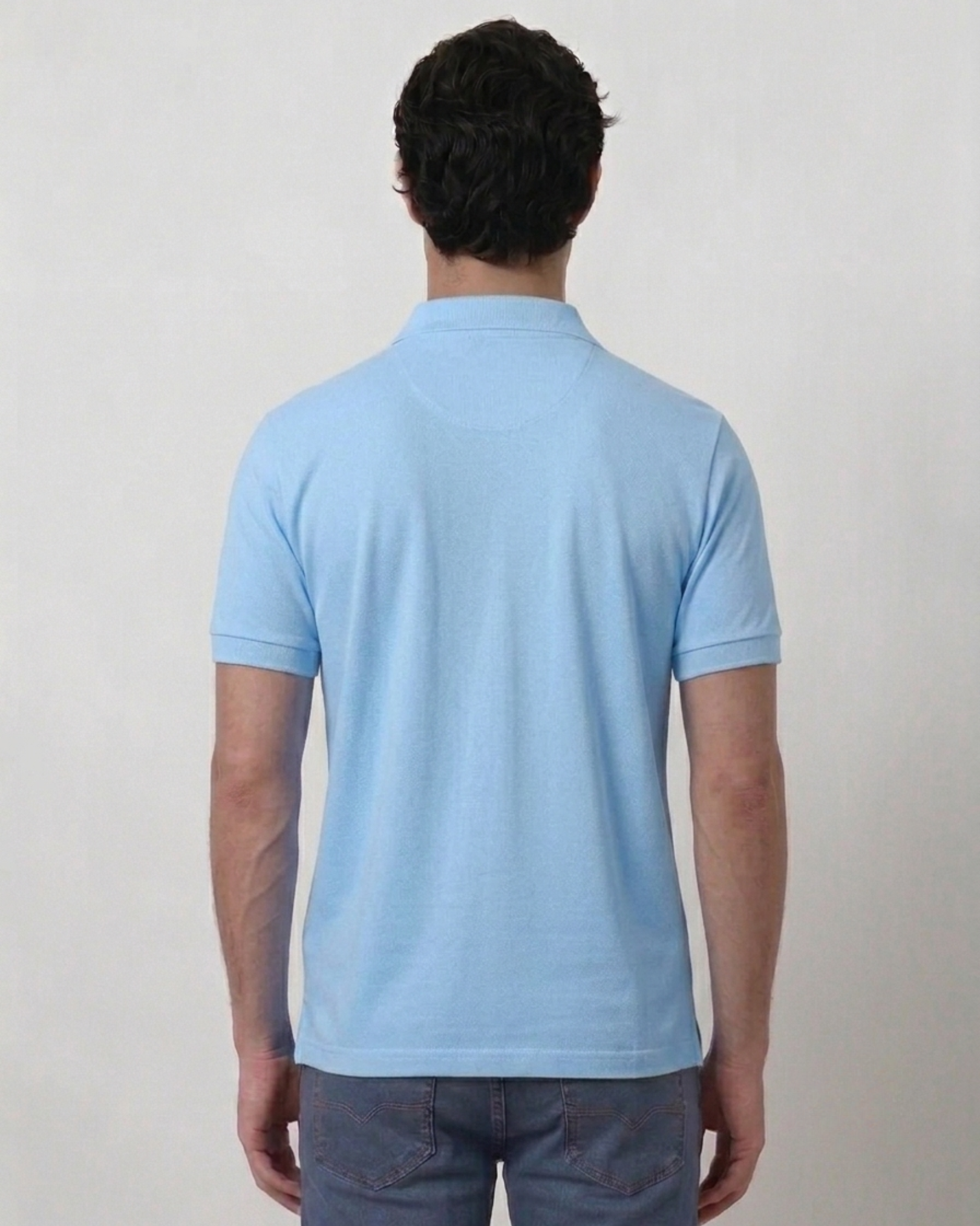 Light Blue Collar T-Shirt With Pocket