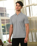 Grey Collar T-Shirt with Zip