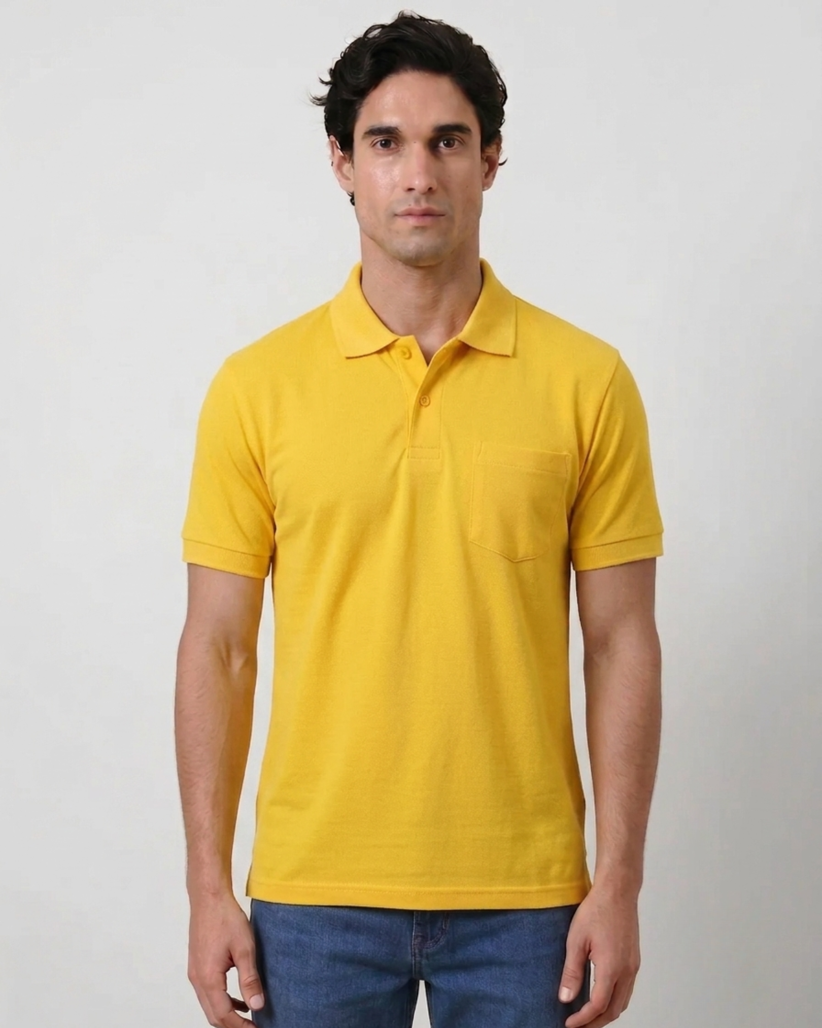 Yellow Collar T-Shirt With Pocket