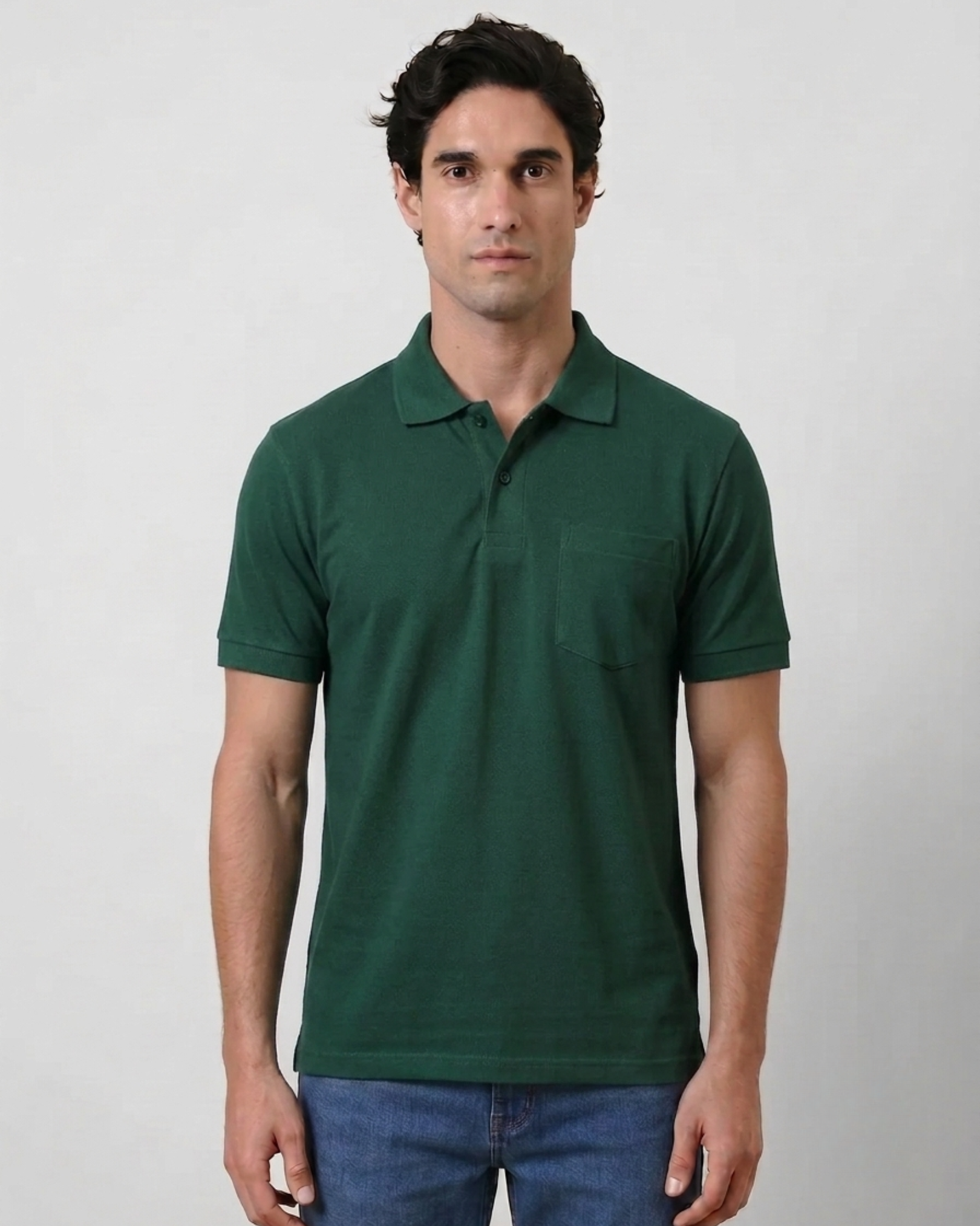 Green Collar T-Shirt With Pocket