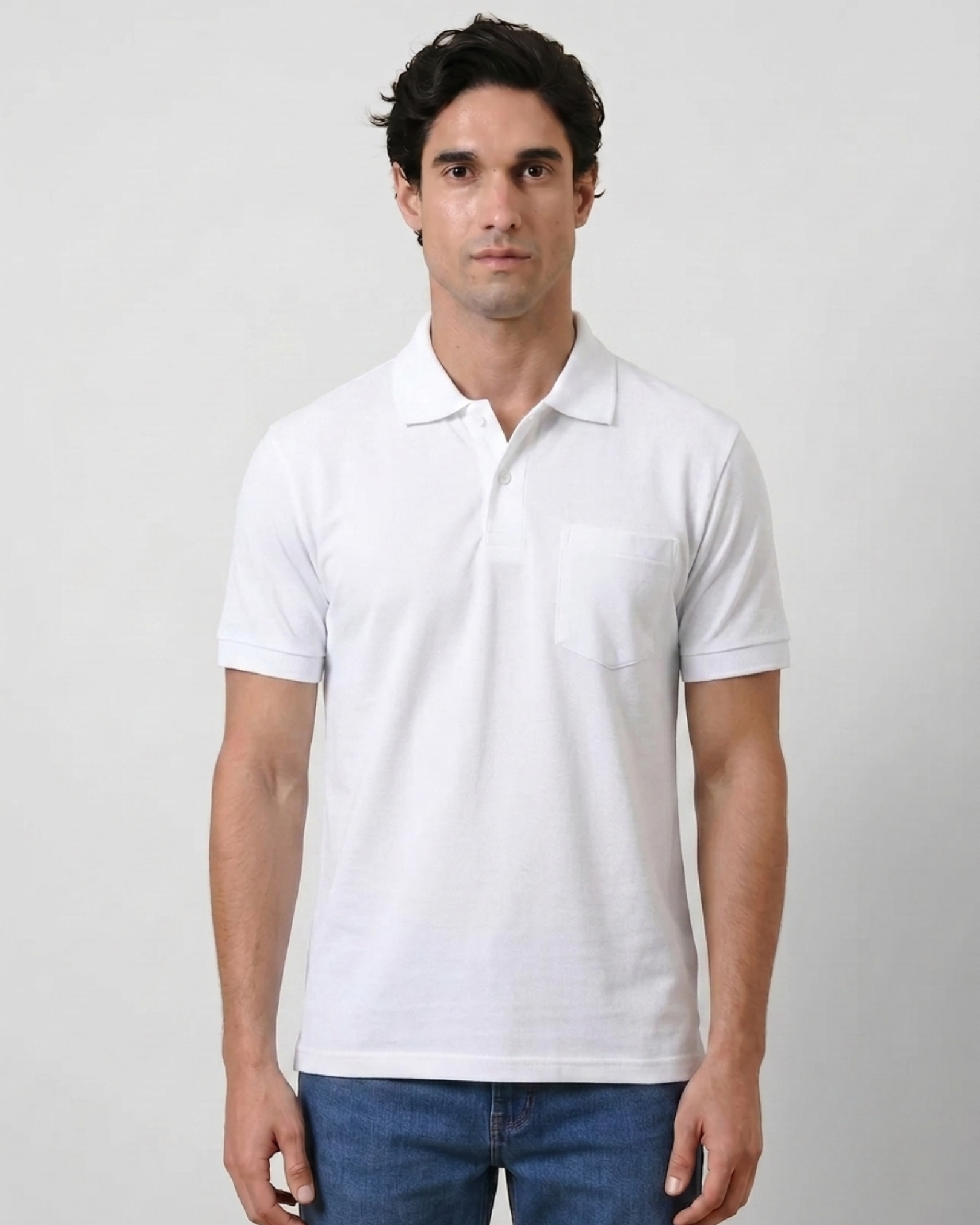 White Collar T-Shirt With Pocket