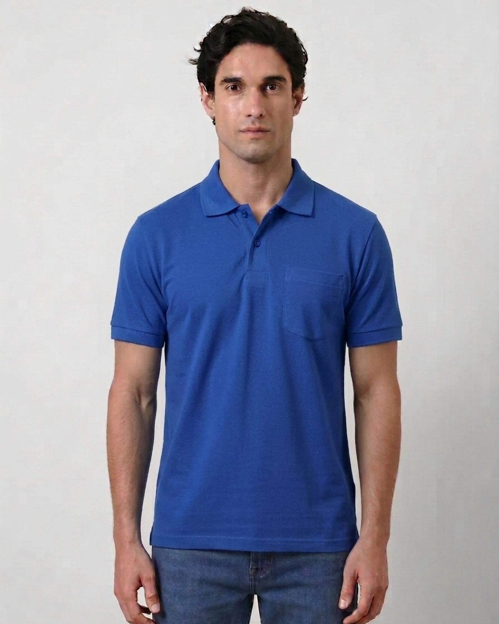 Royal Blue Collar T-Shirt With Pocket