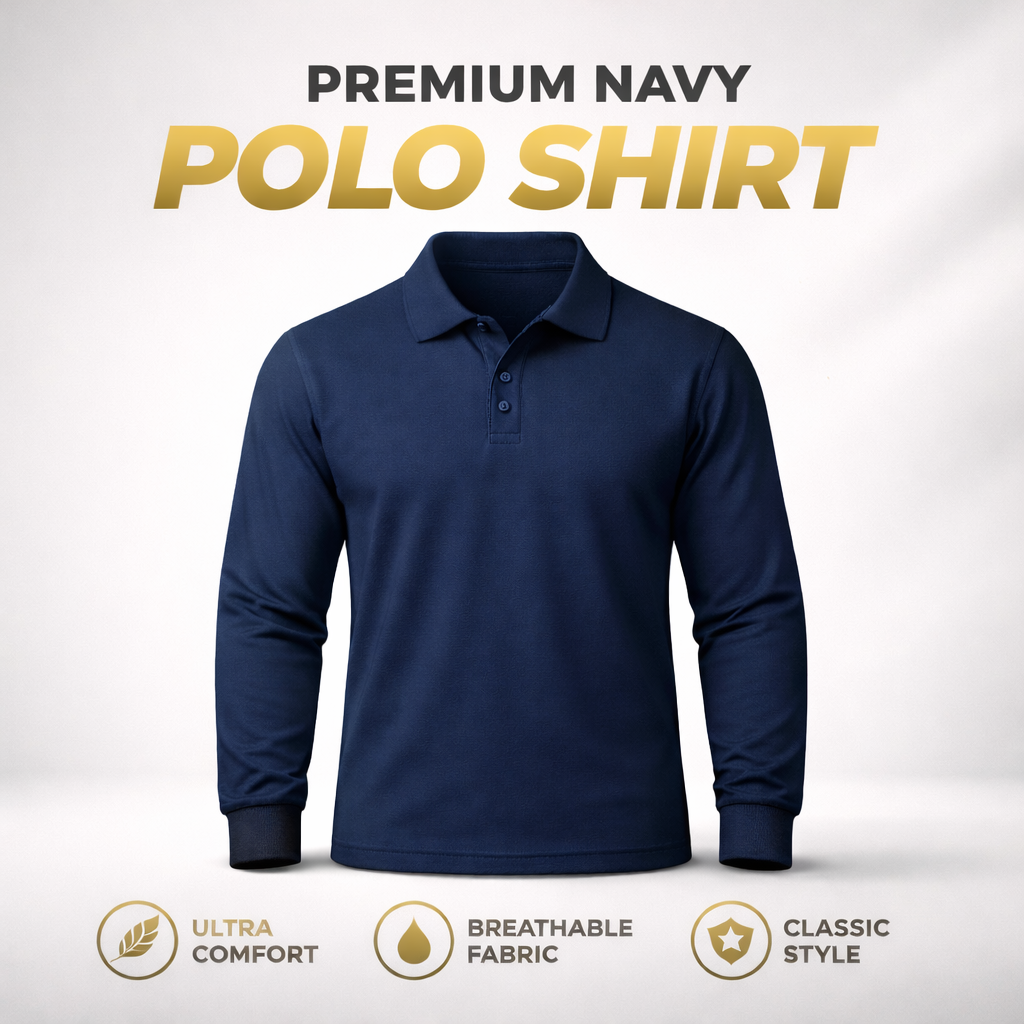 Navy Blue Collar T-Shirts Full Sleeves