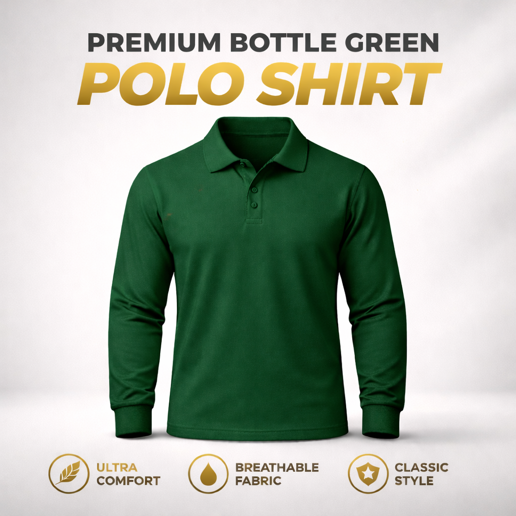 Bottle Green Collar T-Shirts Full Sleeves