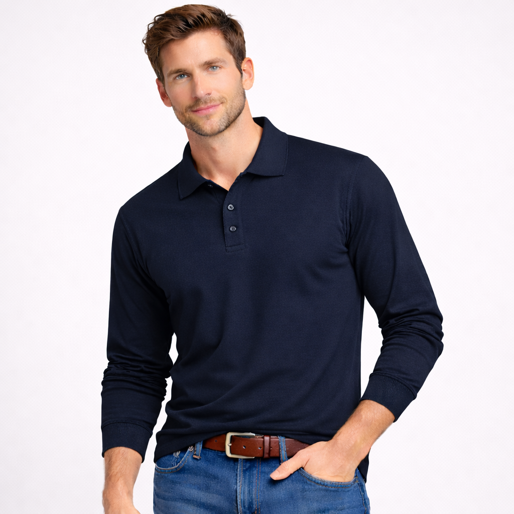 Navy Blue Collar T-Shirts Full Sleeves