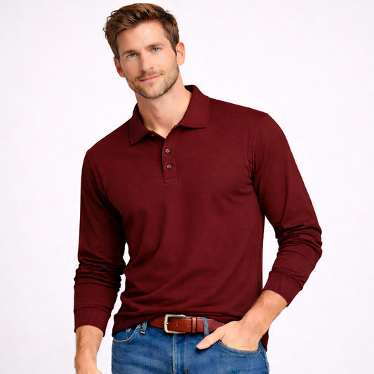 Maroon Collar T-Shirts Full Sleeves