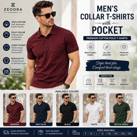 Pack of 3 Collar T-Shirt With Pocket
