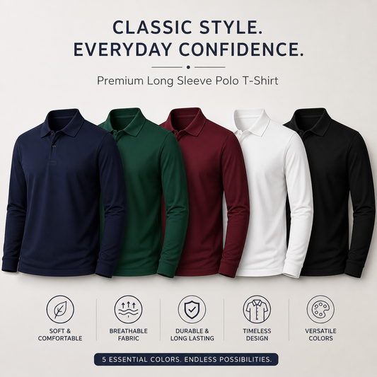 Set of 3 Collar T-Shirts Full Sleeves