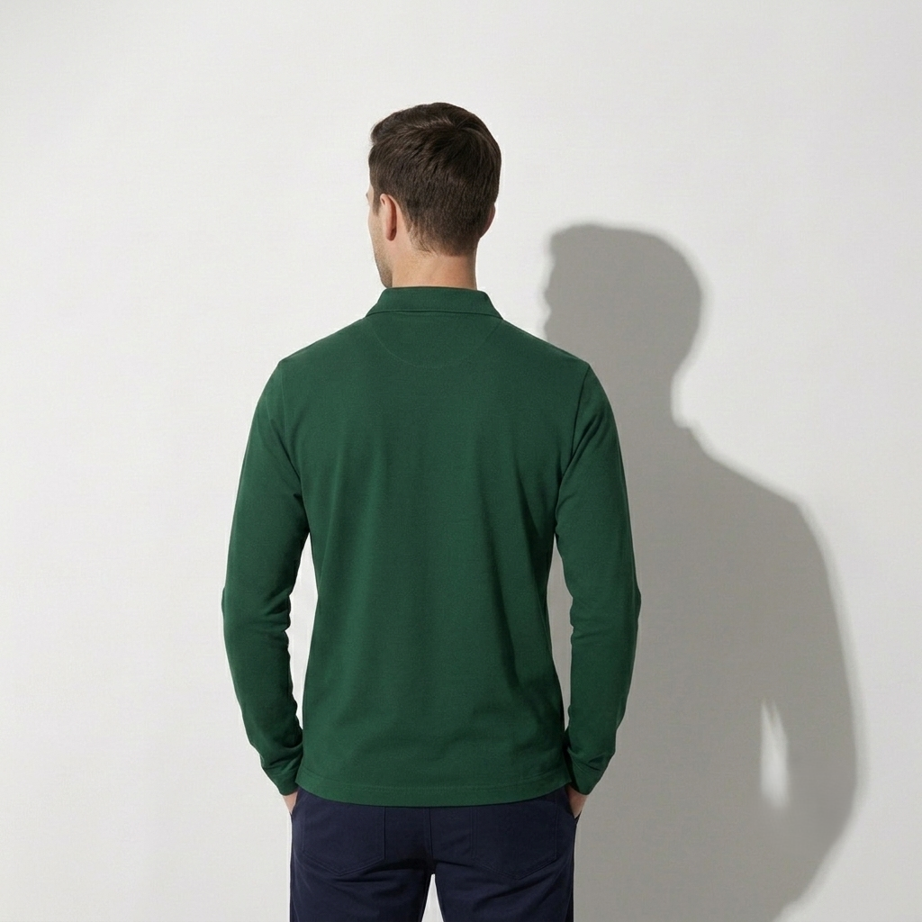 Bottle Green Collar T-Shirts Full Sleeves
