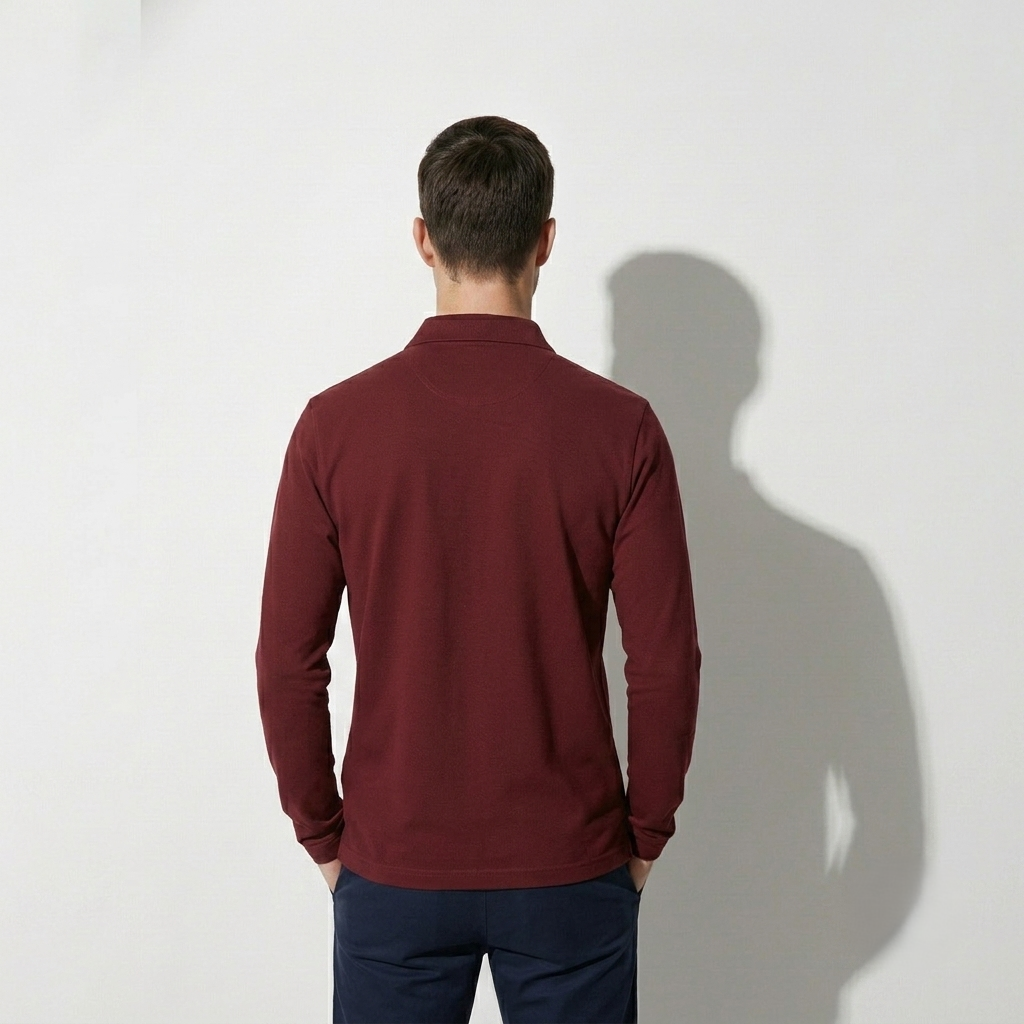 Maroon Collar T-Shirts Full Sleeves