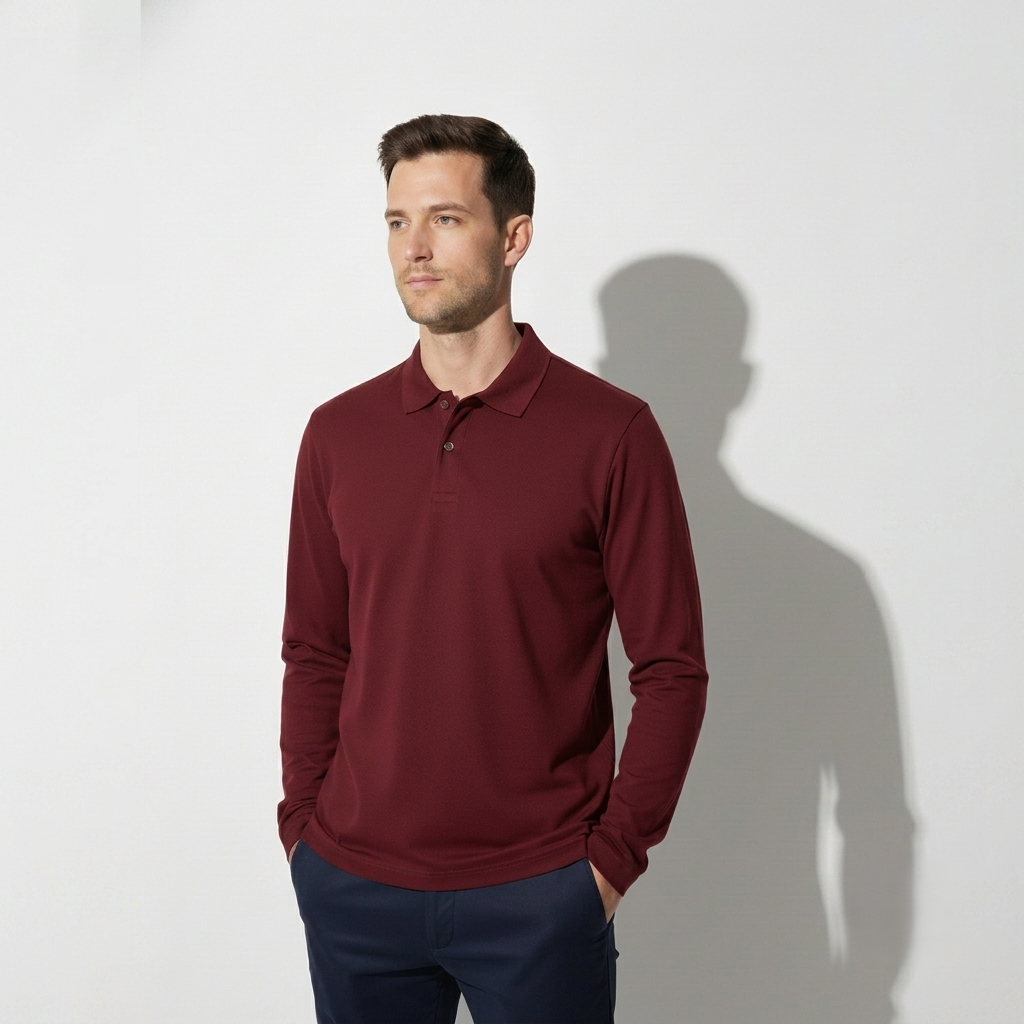 Maroon Collar T-Shirts Full Sleeves
