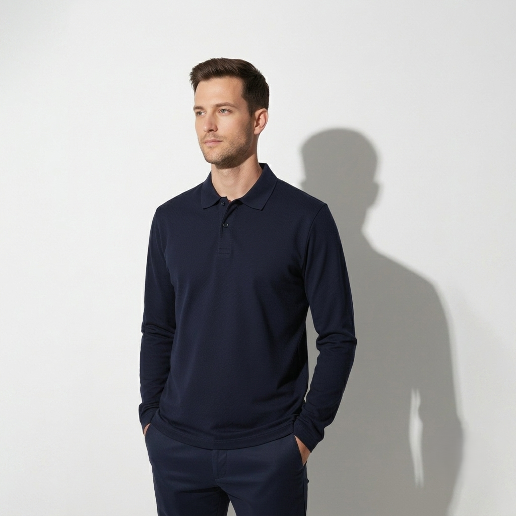 Navy Blue Collar T-Shirts Full Sleeves