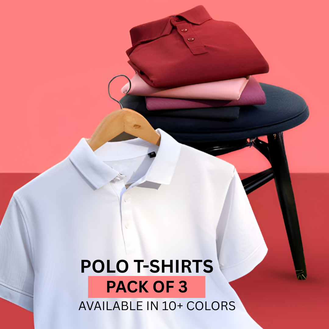 Pack of 3 Solid Collar T-shirt