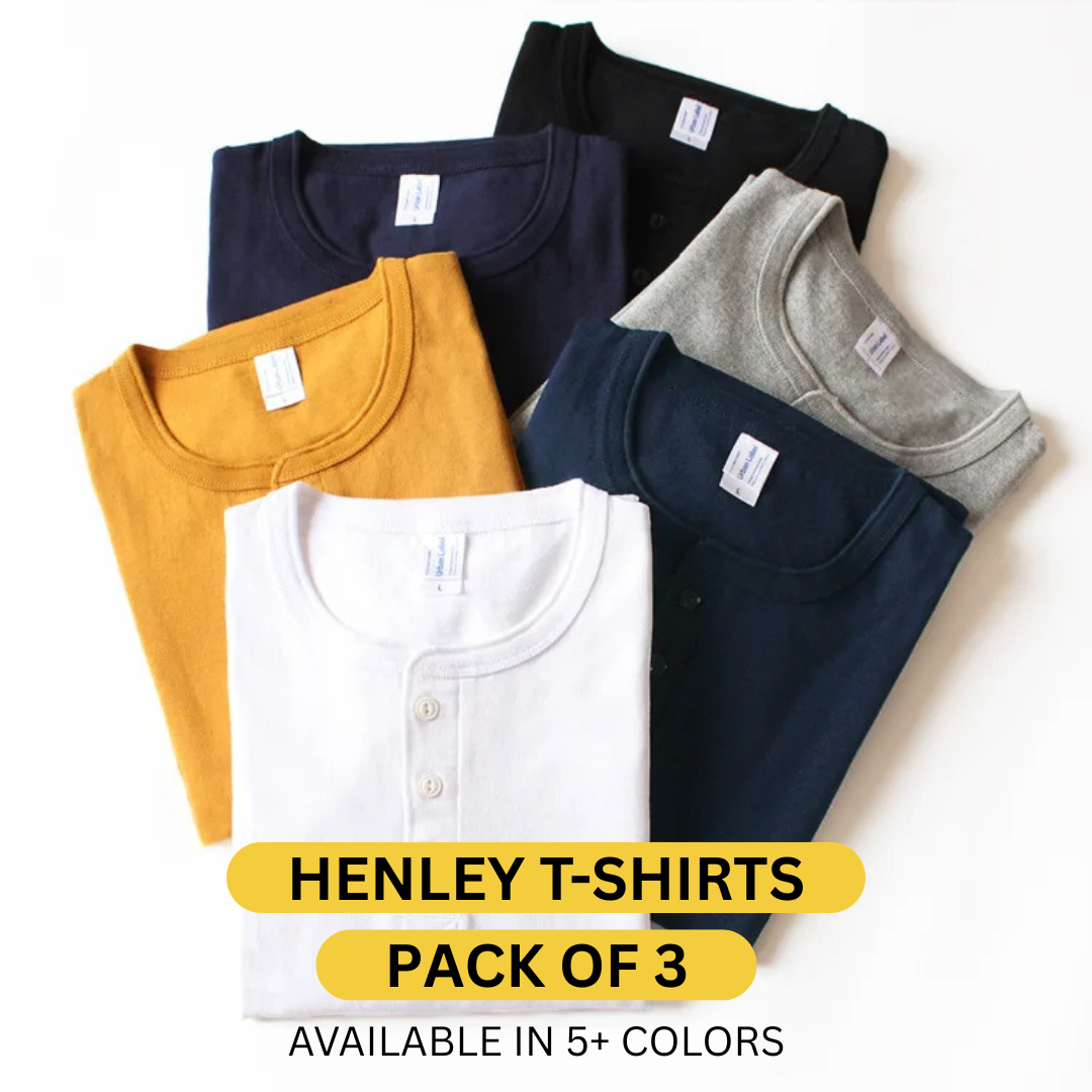 Pack of 3 Henley  T-Shirt For Men
