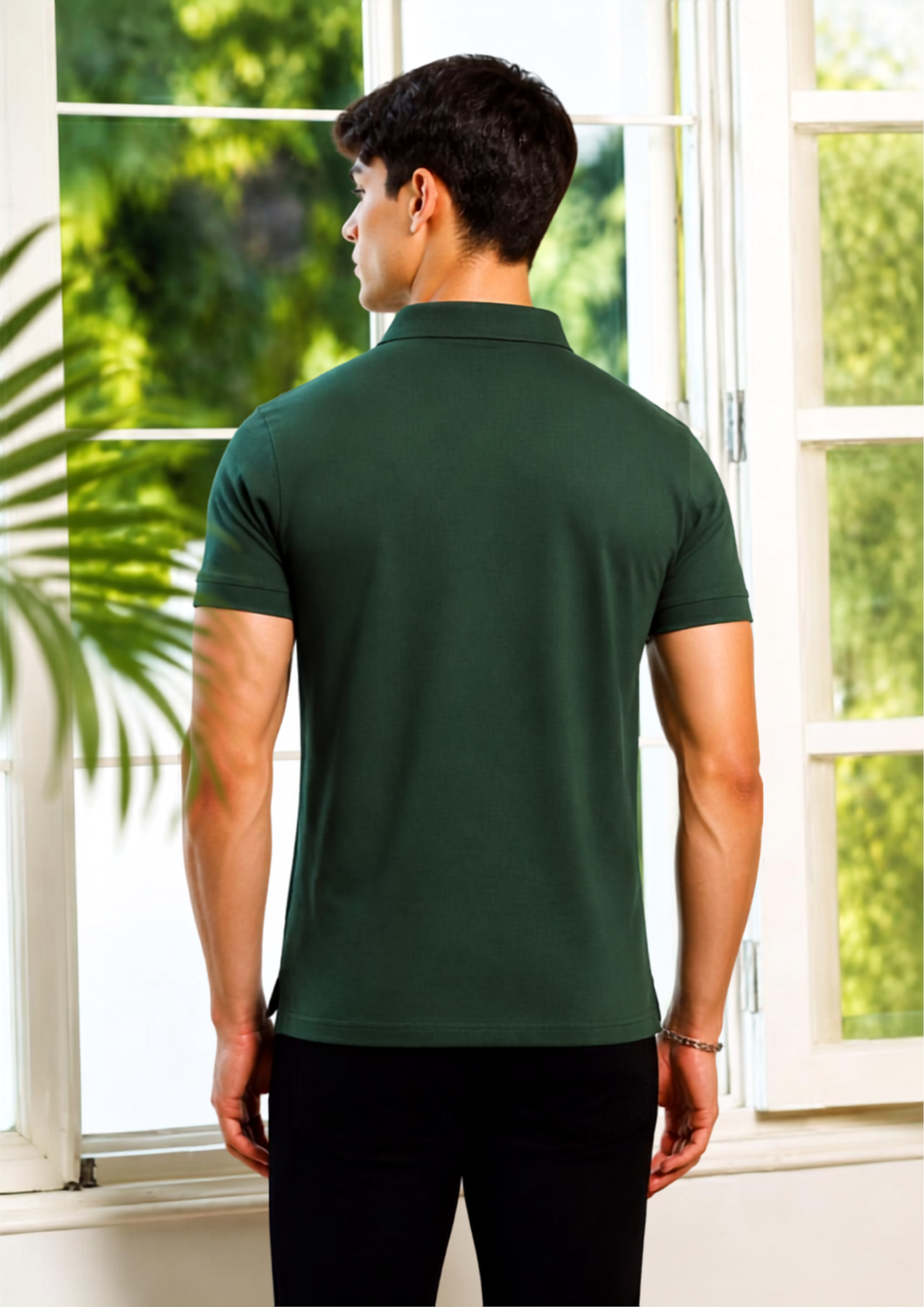 Bottle Green Solid Polo T-shirt