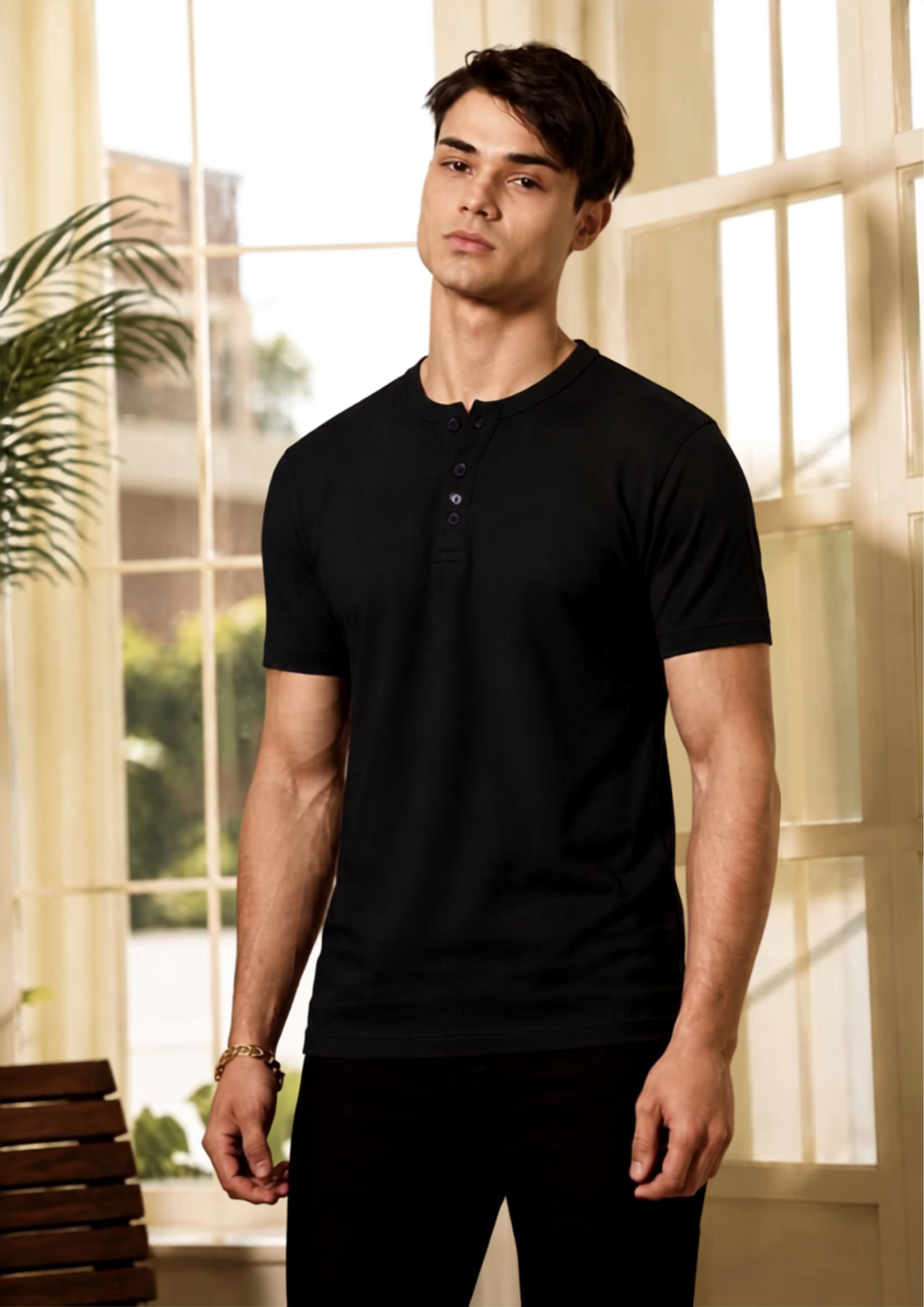Black Half Sleeves T-Shirt For Men