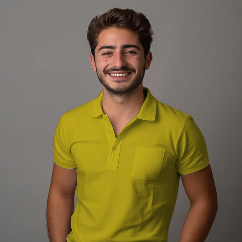 Yellow Collar T-Shirt With Pocket
